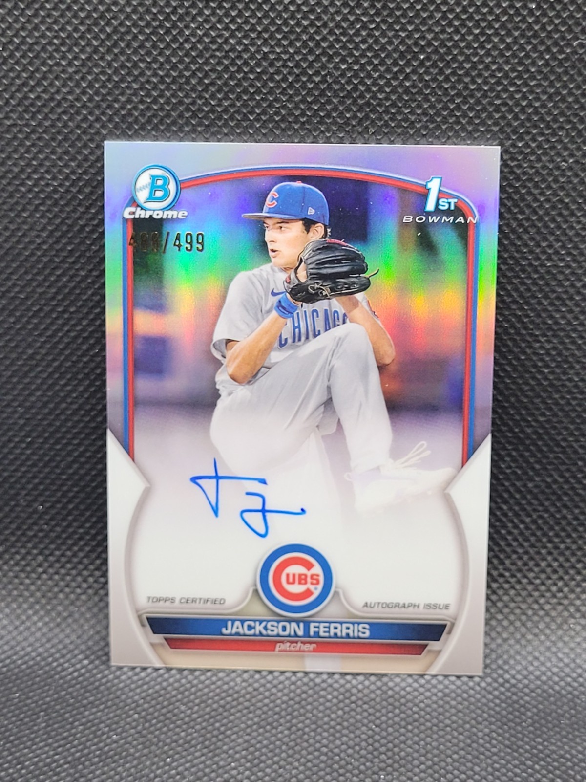 2023 Bowman Chrome JACKSON FERRIS refractor auto 488/499 RC - 1st - Chicago Cubs