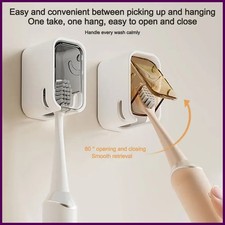 Portable Dustproof Toothbrush Holder Flip-top Wall Mounted Toothbrush Rack