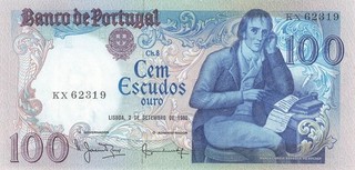 Banknote Portugal 100 Escudos 1980 leicht gebraucht (Serie KX)