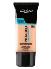 Loreal Infallible Pro-Glow Liquid Foundation 204 Natural Buff New Sealed