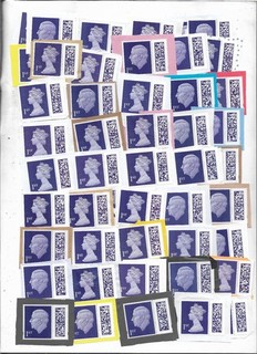 2971] 50 Unfranked GB barcoded 1st class Definitive stamps on paper