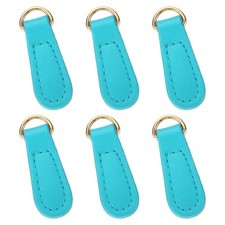 6pcs Zipper Pull 1.57 Inch Leather Zipper Replacement Repair Sky Blue