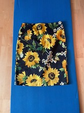 HALLHUBER Midirock gelb-schwarz Sonnenblumen Gr. 40 Unterrock +Reißverschluß