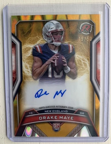 2024 Topps Resurgence Drake Maye Rookie Signatures Gold Power Surge Signed Auto
