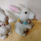  Pair of Bunnies Blossoms Figurines White Bunnies With Pastel Flowers — photo 2