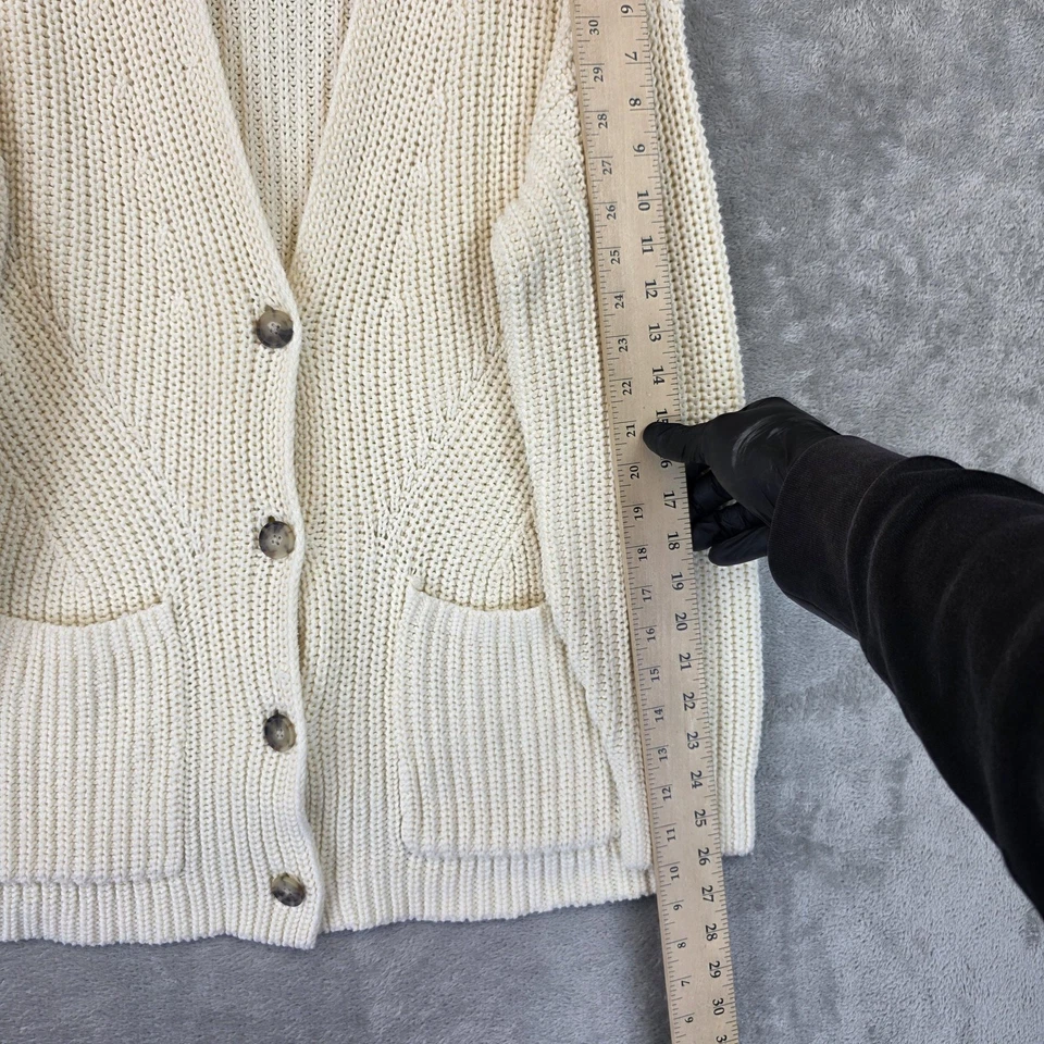 Cárdigan Suéter Madewell Para Mujer Mediano Marfil Botón Frontal Tejido Bolsillos MI1594 Foto 4 de 4