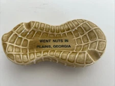 Vintage Peanut Shaped Ceramic Ashtray “went Nuts In Plains, Georgia “ Made Japan