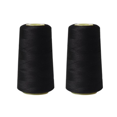 KEPYDRMTF Sewing Thread Cone Set, 2 Pack Serger Thread, 3000 Yards Black*2 