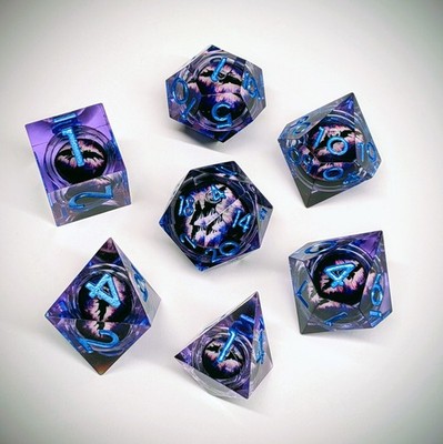 DnD dice RPG Würfel Drachenauge Flüssigkern blau lila liquid core D&D W4 - W20