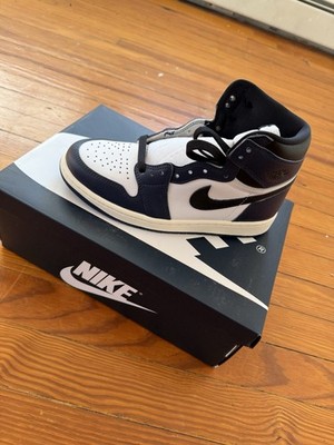 Nike Air Jordan 1 Retro High OG Black White Navy Leather High Top Men's Sneakers