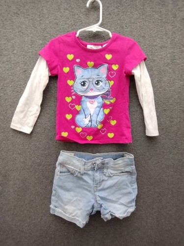 Assorted Brands 4-Pack Girls Blouse + Dress + T-Shirt + Shorts Sz 5-7 - Picture 6 of 11