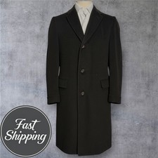 JUSTERS VINTAGE Mens Overcoat 44R TWEED Wool MADE IN USA Brown Coat Top Coat