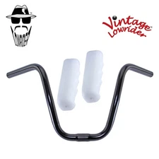 Original Lowrider 9" 25.4 D Handlebar Black Custom 120mm Grips Sparkle/White