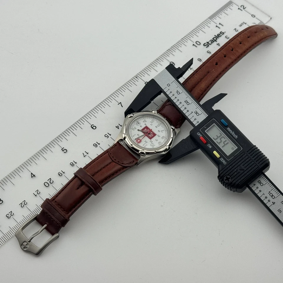 Reloj De Colección Wenger Cuarzo Suizo Logo 100m Acero, Fecha, Cuero, Batería Nueva Foto 2 de 4