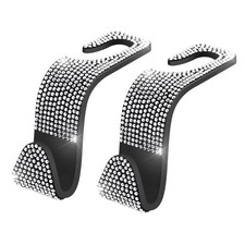 Diamond Glitter Headrest Vehicle Purse Bag Car Hanger Hooks Black Silver NEW