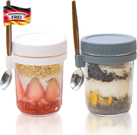 2 StüCke 350Ml Overnight Oats Container Mit LöFfel, Oats-BehäLter Wiederverwendb