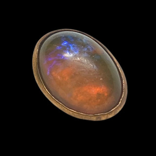 Small Antique Dragon's Breath Glass in Gilt Brass Button