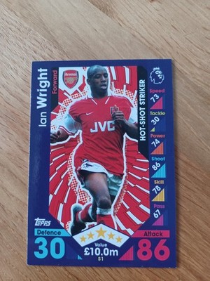IAN WRIGHT ARSENAL TOPPS MATCH ATTAX 2016 / 17 HOT-SHOT STRIKER CARD S1