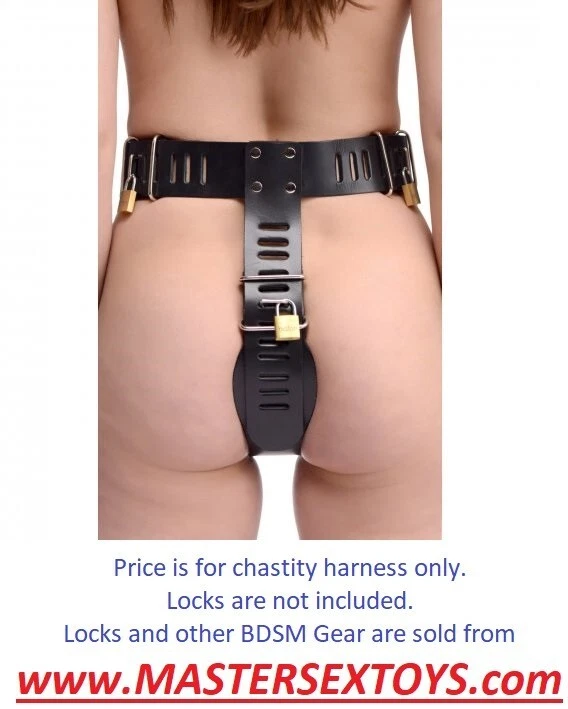 Cinturón de castidad femenino de cuero estricto bondage BDSM negro BDS&M S&M subesclavo mujeres Foto 2 de 4