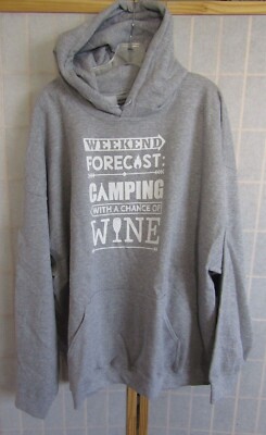 NIB Gildan ''Weekend Forecast-Camping w/The Chance of Wine'' Hoodie Jacket Men 2XL