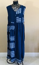 Jakarta California Women’s Maxi Dress Medium Blue Boho Button Down Beach Resort