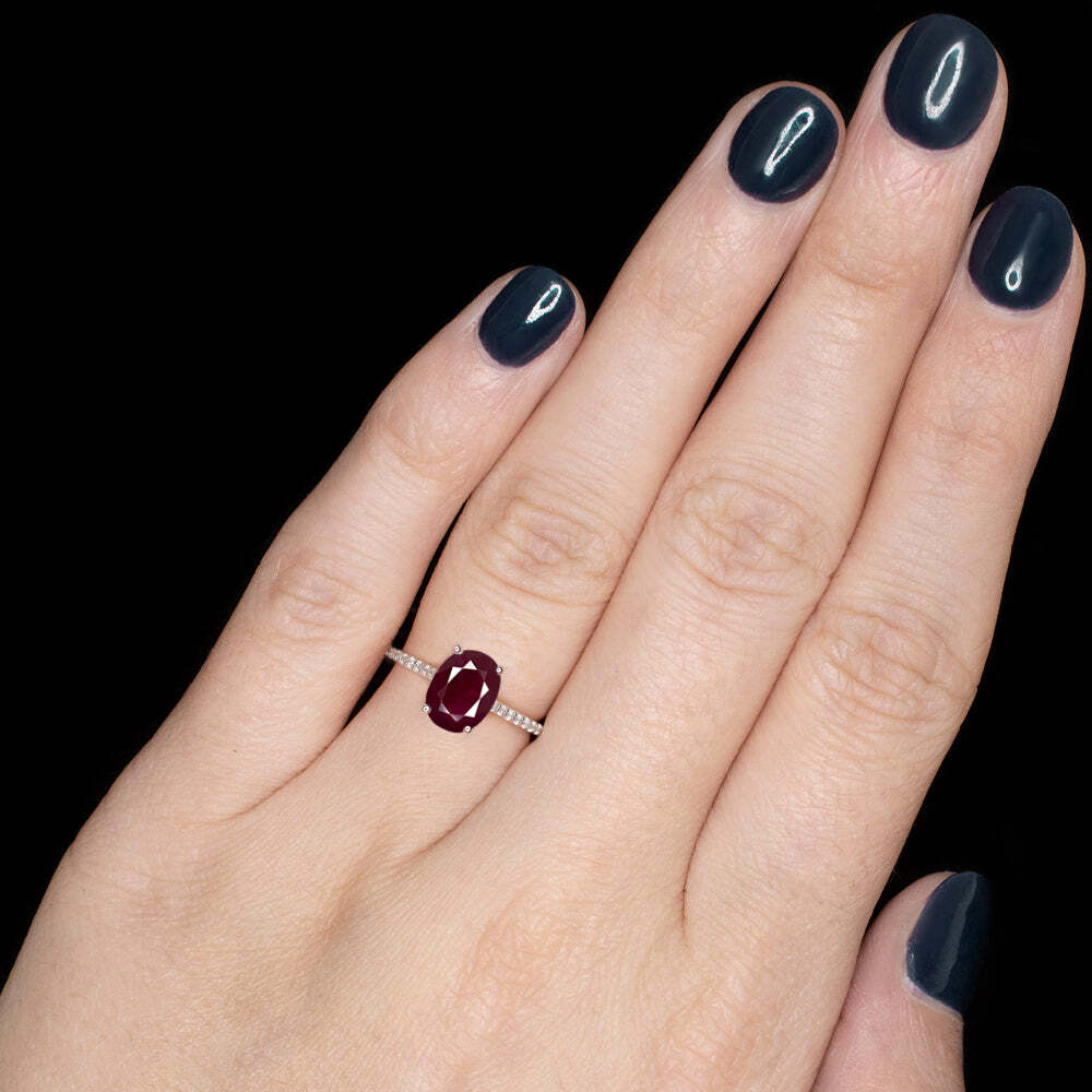 1.60ct RUBY DIAMOND COCKTAIL RING OVAL SHAPE CUT … - image 2