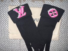 New Louis Vuitton Gants 3D Monogram Noir Black x Pink Women Gloves M76451