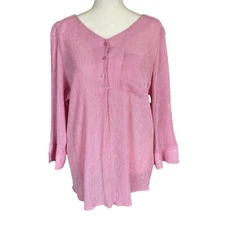 Christopher & Banks women's size XL 3/4 length sleeve stretchy pink tunic top