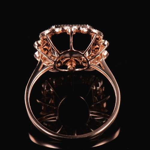 Ajustes de anillo de semimontaje de diamante natural corte esmeralda 8 × 10 mm oro rosa sólido 14 K - Imagen 4 de 7
