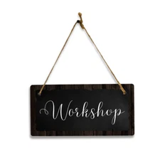 Workshop 5x10 Hanging Plus Wall or Door Sign | Rustic Twine
