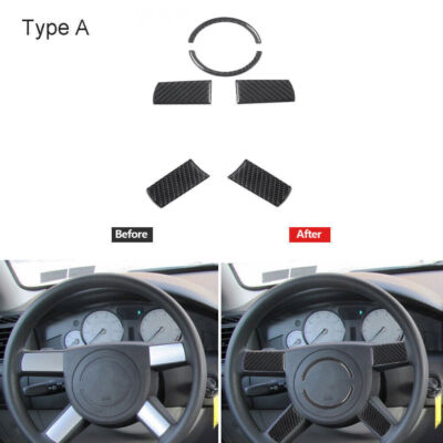 For Chrysler 300 2005-2007 Vinyl Carbon Fiber Car Steering Wheel Cover Trim Set