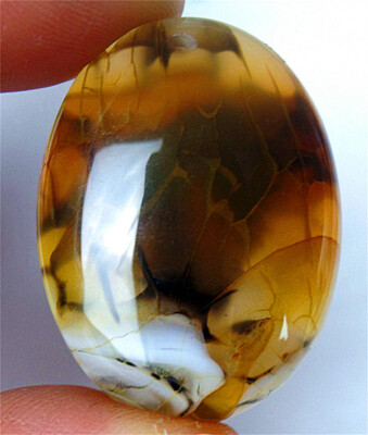 39x30x8mm Yellow&Black Dragon Veins Agate Oval Reiki Pendant Bead BQ63887
