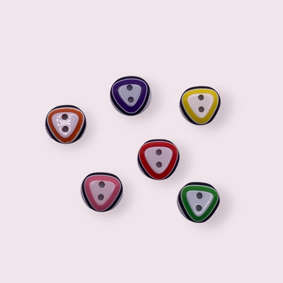 12.5mm Buttons 6 Colours Triangle Design Pattern 2 Hole Baby Cardigans Sewing - Image 4 of 4