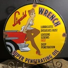 VINTAGE 1958 DATED LIQUID WRENCH SUPER PENETRATING OILS PORCELAIN SIGN