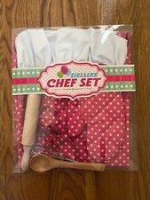 Kids Deluxe Pink and White Chef Set - NEW
