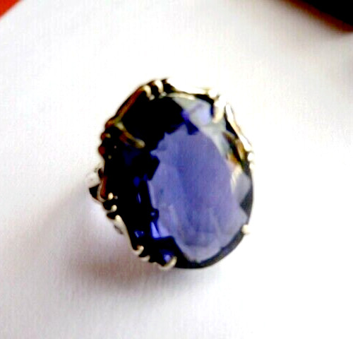 Bague iolite réglable en argent massif, le cadeau d'anniversaire idéal sans erreur de taille