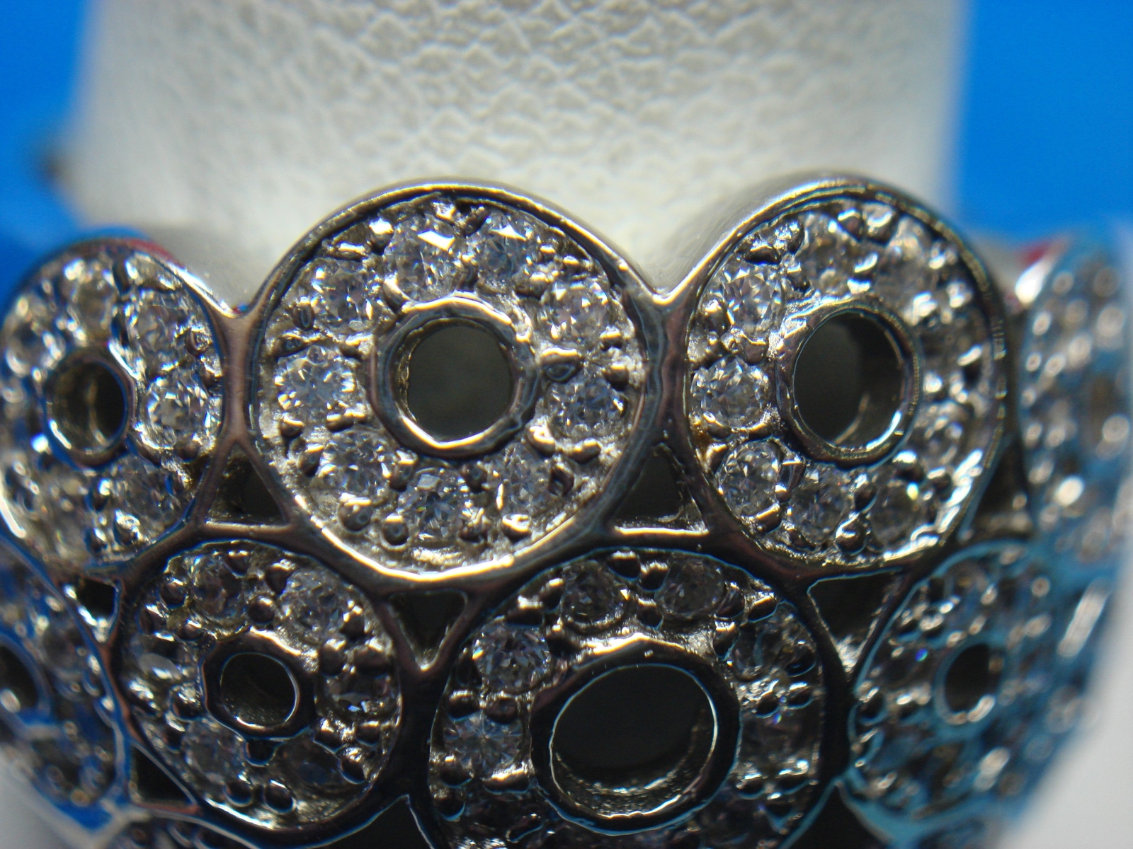 FANCY STERLING SILVER RING SET WITH GLITTERING ST… - image 3