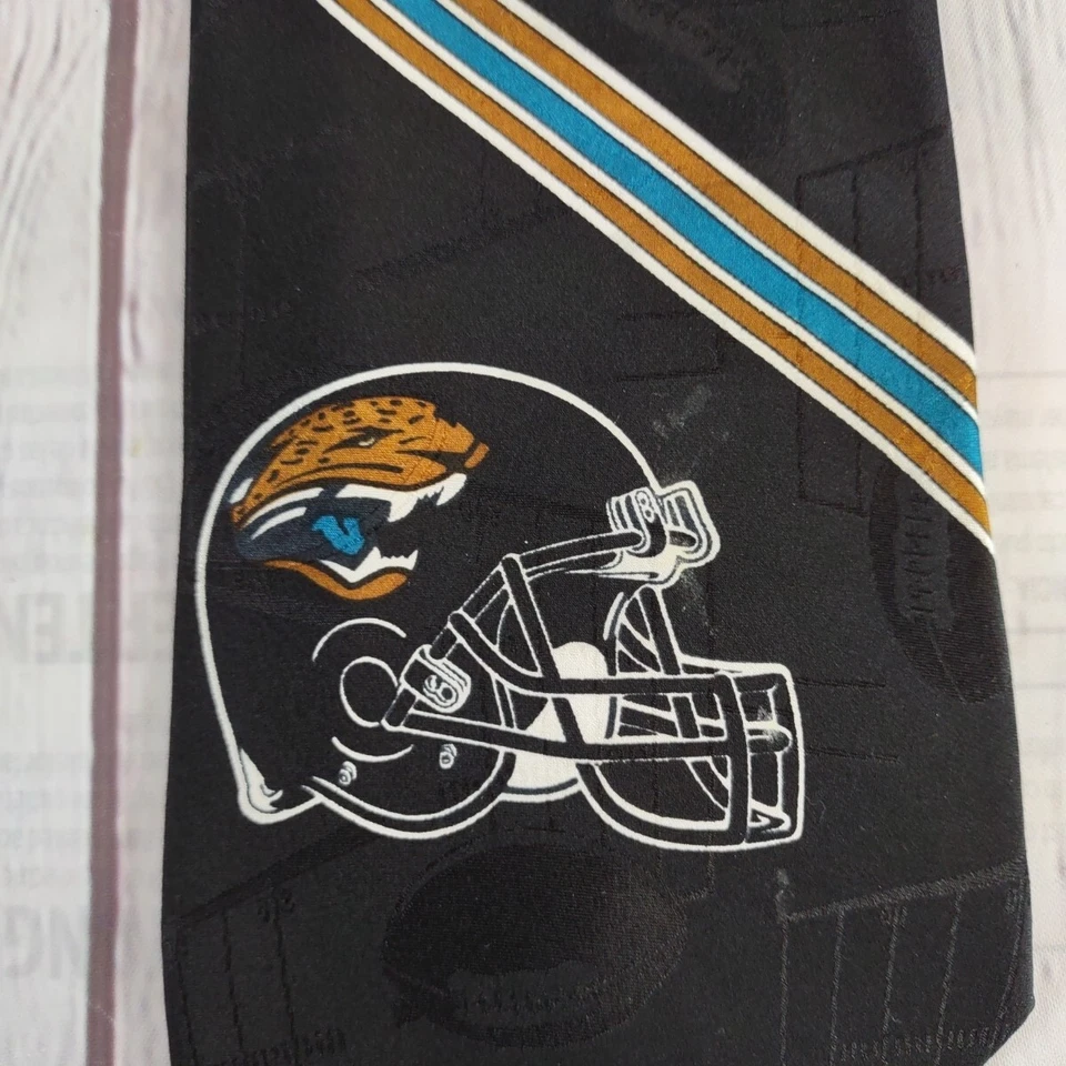 Jacksonville Jaguars Men's Silk Necktie NFL Classic 56" Striped Charcoal Teal - Image 2 of 4