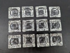 Set / 12 Vintage Crystal Square Open Salt Cellars Geometric MCM Design Fleabites