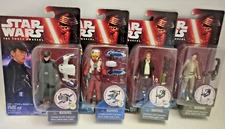 4 Piece Hasbro Star Wars General Hux, Han Solo, Rey, X Wing Pilot Action Figures