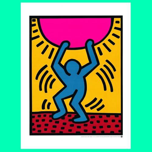 1985 KEITH HARING International Youth Year art lithography print poster vintage - Picture 2 of 9