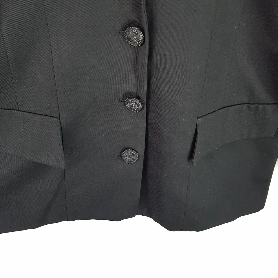 Blazer Formal Vintage Ellen Tracey Mujer Talla 14 Negro Bordado 3 Botones Foto 4 de 4