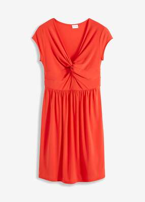 Kleid mit Drapierung vorne am Ausschnitt Gr. 36/38 Orange Mini Freizeitkleid Neu