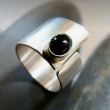 Black Onyx Gemstone 925 Sterling Silver Spinner Ring Women Jewelry Gift B-589