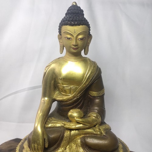Amitabha Seated Statue, Tibetan Esoteric Buddhism, Handmade Hammered Copperware, - Picture 2 of 10