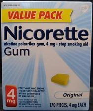 Nicorette Gum 4mg Original 170 Pieces Exp: 08/26 New & Sealed