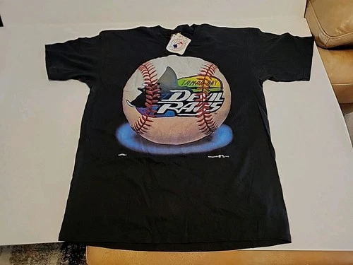Nutmeg MLB Tampa Bay Devil Rays 1995 Vintage Graphic Black T-Shirt Men's XL NWT