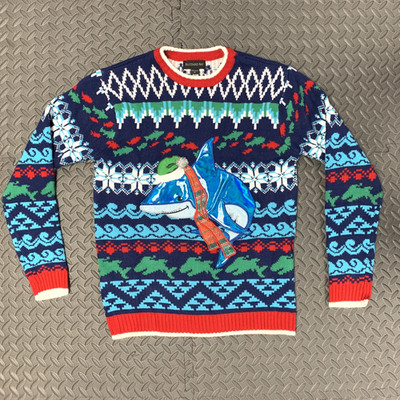 Blizzard Bay Ugly Christmas SHARK Sweater Mens S  Soft Nordic Fair Isle Santa