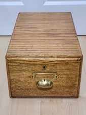 Index Filing Library Drawer Solid Oak Brass Handle Vintage