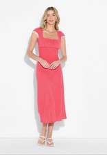 Women's Flutter Cap Sleeve Maxi A-LineDress Large Wild Fable Rose Red Polka Dots